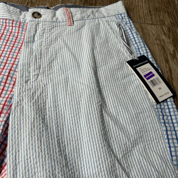 Vineyard Vines Mens Seersucker Shorts Size 32 NEW Party Breaker Patchwork Check - Picture 3 of 6